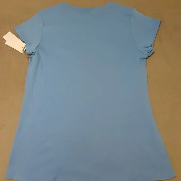 Liz Claiborne Womens Crew Neck Short Sleeve T-Shirt Size XL Light Blue - Picture 2 of 4